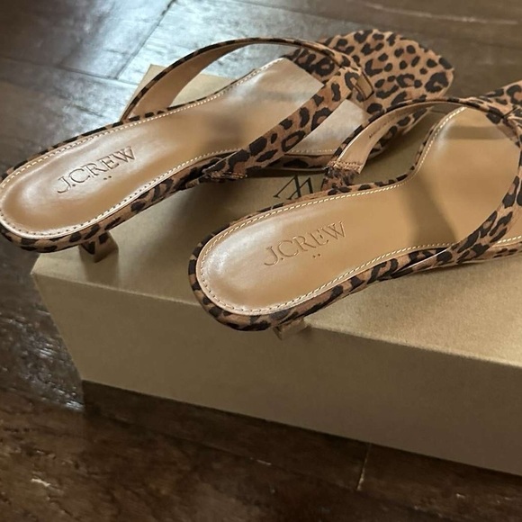 J.Crew-Microsuede kitten-heel sandals-leopard print-size 7.5 New in box. - Picture 8 of 13